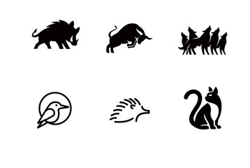 Vector Silhouettes of Wild and Domestic Animals