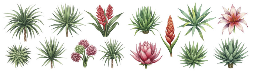 A vibrant collection of tropical plants showcasing various species with colorful flowers.