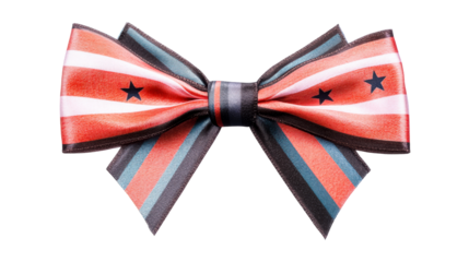 Striped Bow Tie with Stars on Transparent PNG