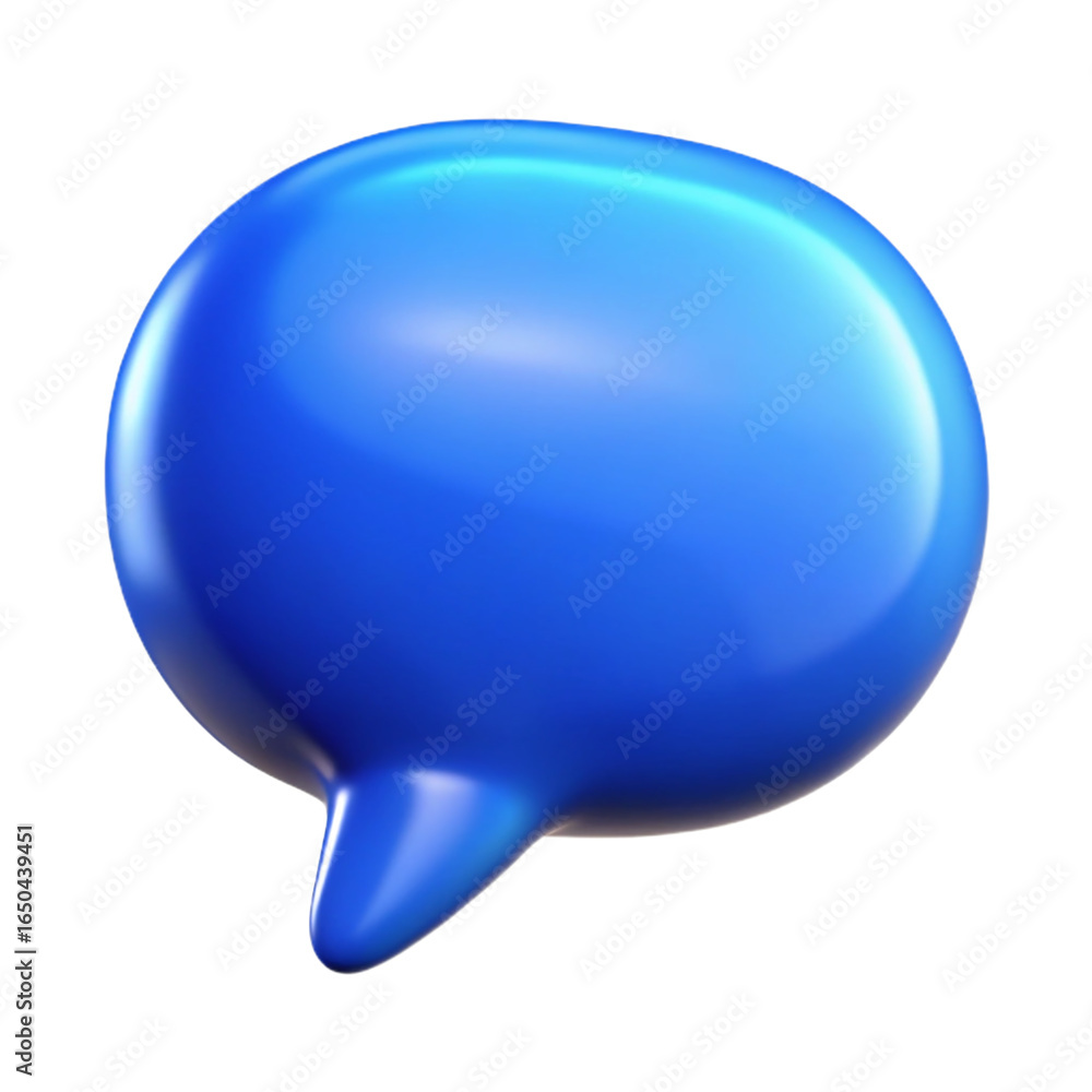Aufkleber glossy 3d blue speech bubble communication message notification symbol isolated on transparent backg