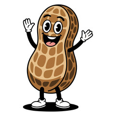 Peanut mascot logo design cartoon character drawing illustration.