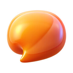Glossy 3d orange speech bubble communication symbol isolated on transparent background