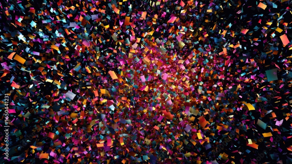 Poster a vibrant explosion of colorful confetti creates a festive atmosphere, showcasing an array of hues a