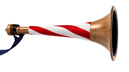 Wooden Megaphone with Red and White Striped Fabric Overlay