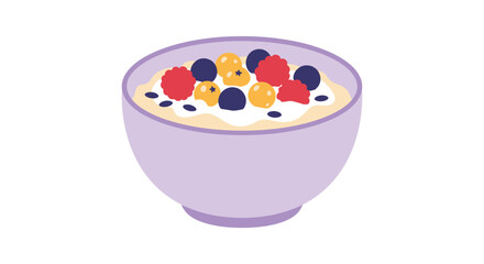 A bowl of cereal with yogurt and mixed berries is healthy breakfast food