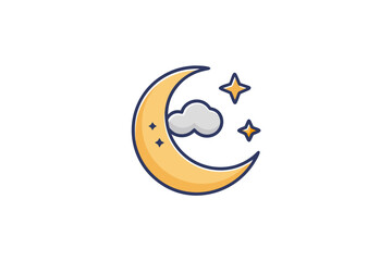 Crescent moon with soft glowing stars dreamy night drift artwork