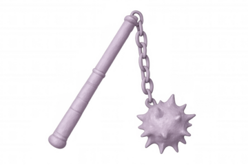 Pink medieval flail weapon floating on a transparent background, perfect for fantasy or historical projects