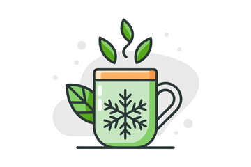 Hot eco tea mug with steam shaped leaves natural design