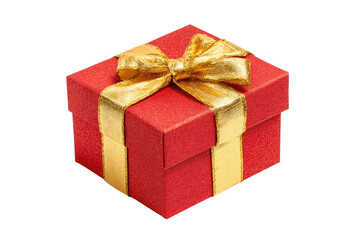 Obraz premium Red gift box with gold ribbon and bow (1)