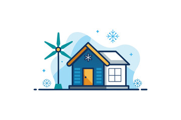 Snowproof cabin with insulated walls and renewable design features