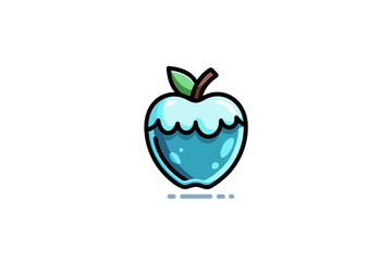 winter apple with frosty outline on cold background