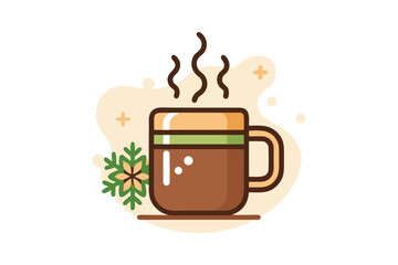 hot chocolate mug with steam and eco friendly details