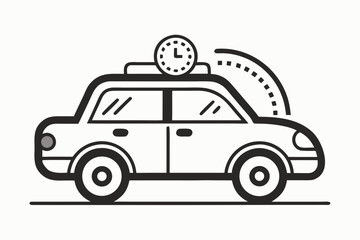 Taxi sedan icon showing small roof taxi sign fare