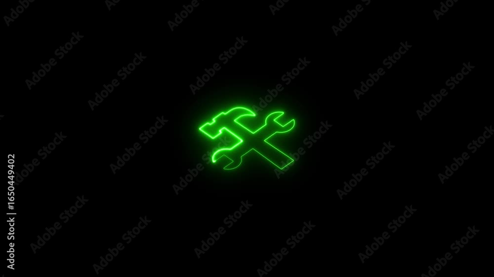 Aufkleber glowing neon green color setting icon. glowing neon line setting icon with spinning gears icon anima