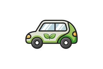 Baby SUV icon with eco leaf emblem on side door