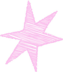 Hand-drawn star with crayon texture. Pencil line sketch. Cute shape for collage like kids drawings. Doodle school illustration of sparkle and twinkle