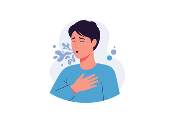 Obraz premium Illustration of a man experiencing respiratory distress coughing symptoms