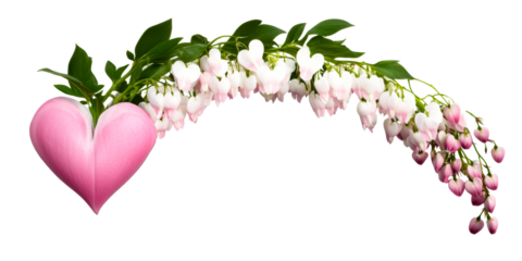 Pink Heart Shape Flower Branch PNG