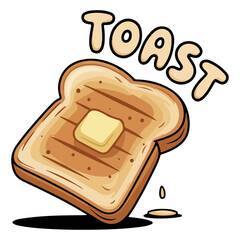 Toast dry food, Vector illustration of a brown gingerbread man with a cream coat on a toast and butter for a sweet Christmas breakfast.