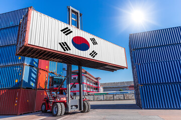 Products shipping cargo goods with South Korea flag for import export business from South Korea...