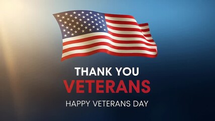 Celebrate Our Heroes Thank You Veterans Happy Veterans Day with Waving American Flag