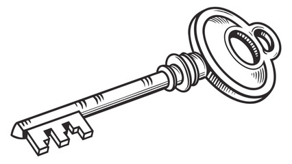 Unlock your potential with this vintage key illustration for security and access solutions design element
