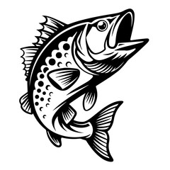 Fish vector isolated on a white background, Fish, Animal, Vector, Black, Silhouette, Jump, Sea, Water, Draw.