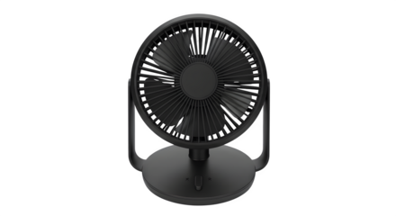 Black minimalist fan stands on black; product shot, branding, posters.