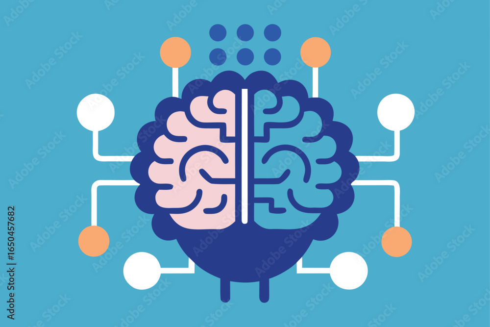 Aufkleber ai powered cybernetic brain design with gears and circuits