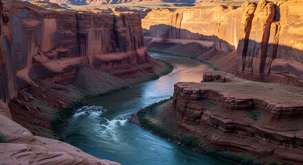 Aerial view of Horseshoe Bend landscape with Colorado River