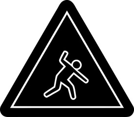 Slip Hazard Warning Sign &ndash; Black and White Vector Triangle Symbol for Safety and Accident Prevention