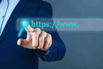 man pointing at web page says web on it Web Access Concept