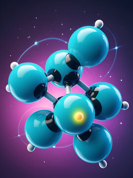 An educational diagram showing the molecular structure of iodide ions with vibrant 3D rendering and glowing effects