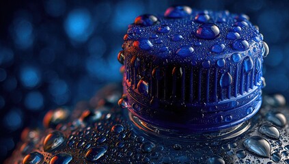 Close-up of a water bottle cap with water droplets (1)