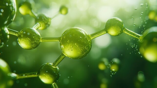 Abstract image of green molecules in a natural environment
