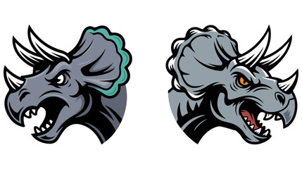 Triceratops vector head design, Black wolf head tattoo design, a stylized animal vector drawing with a silhouette of a wild animal mascot. © Pushpa