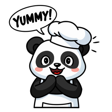 Panda Chaf Mascot Logo Cartoon Icon Vector Drswing Illustration. chaf, cooking, food, logo, mascot, draw, clip art.
