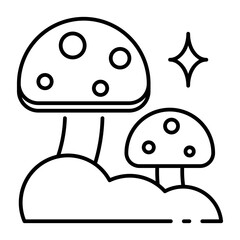 This Mushroom icon is suitable for Fall Season, etc.