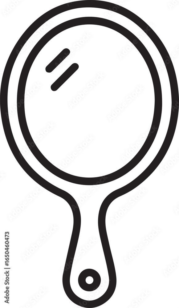 Aufkleber simple outline icon of a handheld oval mirror with a handle