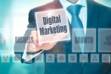 Digital Marketing New Year 2020 board background Business Growth Concept.