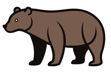 Fototapeta premium Solid color Marsican Brown Bear animal vector design