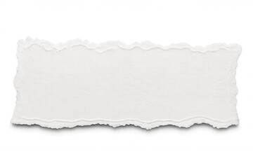 Horizontal white torn paper piece isolated with transparent background, ideal for adding a realistic touch to designs