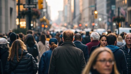 Urban crowd navigating busy street — portraying city energy and everyday commute