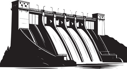 Dam Wall Silhouette Vector | Black Hydro Graphic