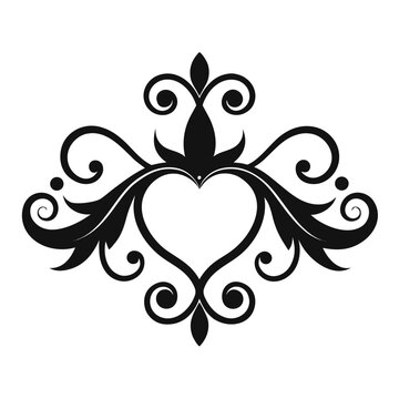Elegant black heart flourish design