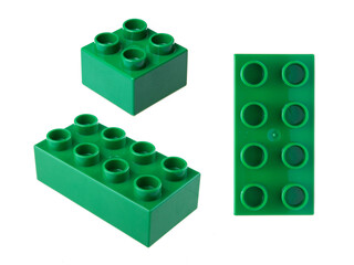 Green building blocks isolated on white background