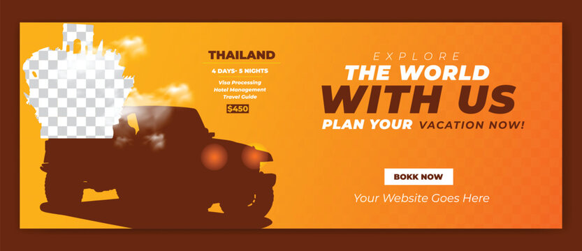 Traveling social media post banner template design, Tour travel holiday tourism marketing social media post