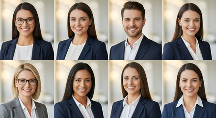 Collage of diverse professional business people portraits
