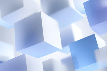 Obraz premium 青の立体キューブビジネス背景 Generative AI