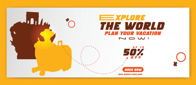 Traveling social media post banner template design, Tour travel holiday tourism marketing social media post